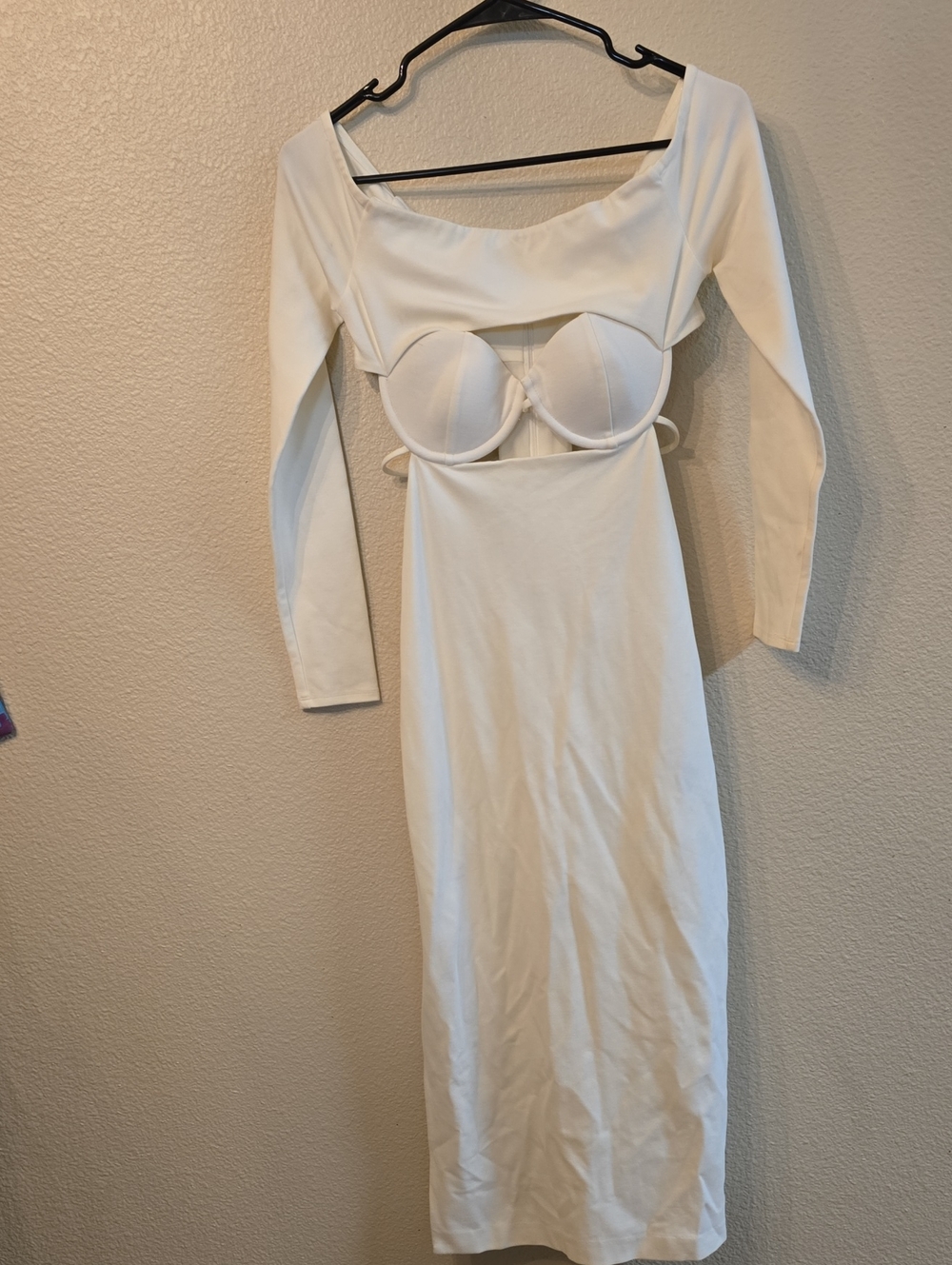 Women's h:ours White Long Sleeve Cutout Midi Dress (Revolve)